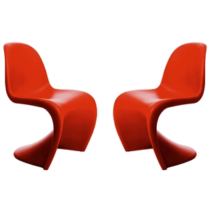 Aron Living Wave Chair in Red(Set of 2)