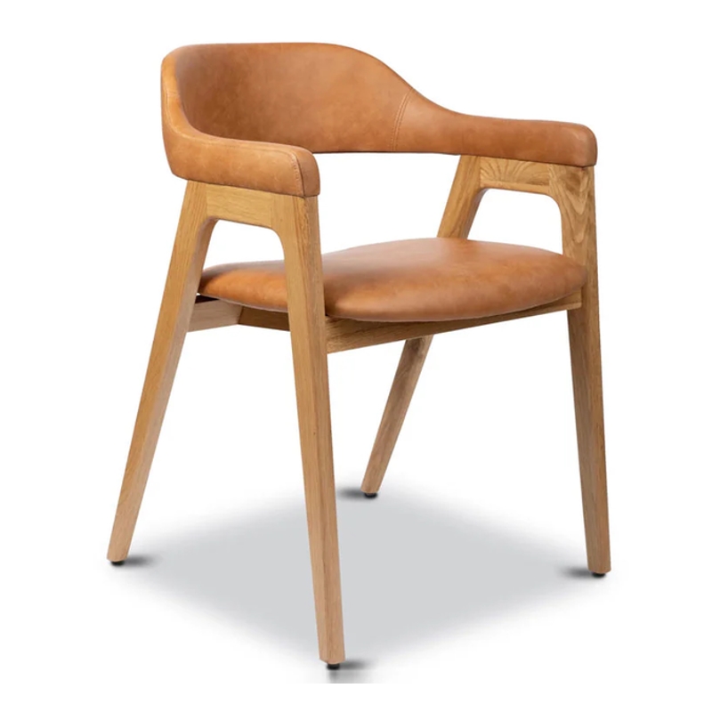 Aron Living Atlas Dining Chair in Tan Faux Leather