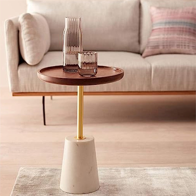 Aron Living Amo Walnut Wood Top Side Table