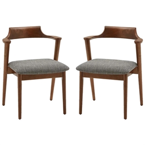 Aron Living Tino Fabric Armchair in Dark Gray (Set of 2)
