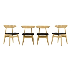 Aron Living Lulu Faux Leather Dining Chair in Black (Set of 4)