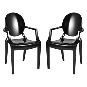 Aron Living 18.5&quot Durable Seat Plastic Armchair in Black (Set of 2)