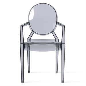 Aron Living 18.5&quot Durable Seat Plastic Armchair in Smoke Gray