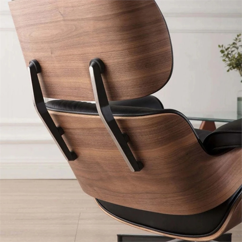 Aron Living Vita Leather Lounge Chair & Ottoman in Black