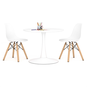 Aron Living Rose Wood Top Kids Table & Set of 2 Plastic Chairs in White