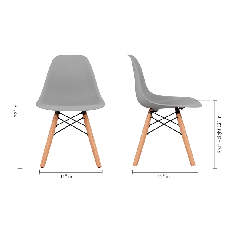 Aron Living Rose Wood Top Kids Table & Set of 2 Plastic Chairs in Gray