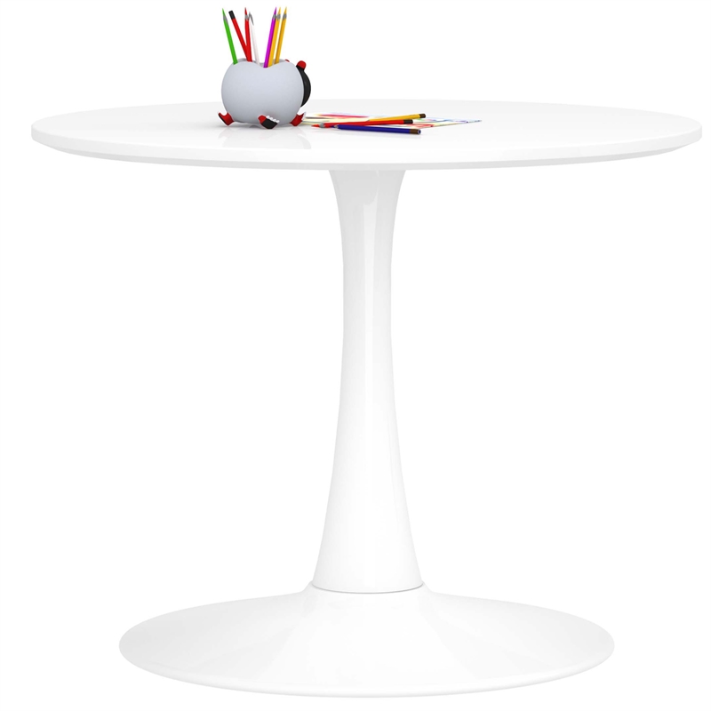 Aron Living Rose Wood Top Kids Table & Set of 4 Plastic Chairs in Gray