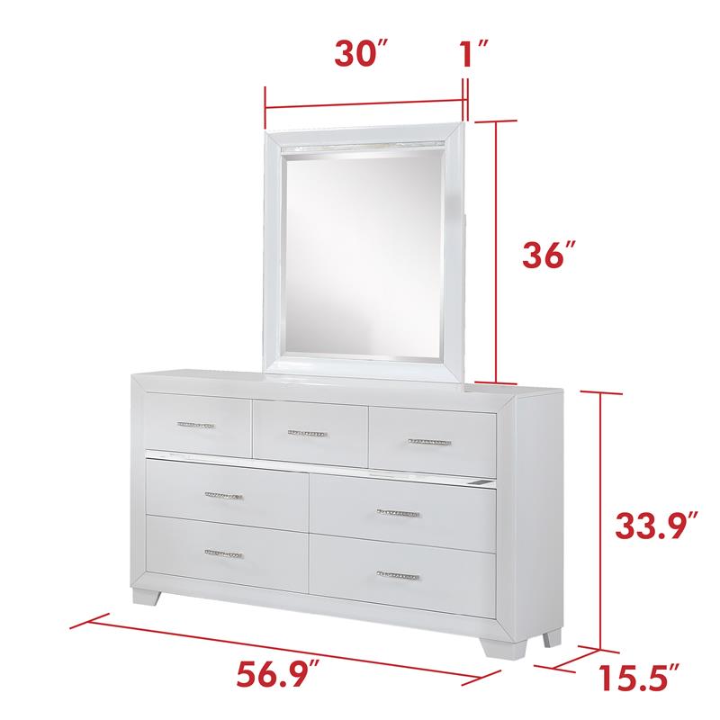 Bella Esprit 4-piece Wood Canopy Queen Bedroom Set with LED Lighting in White