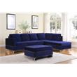 Bella Esprit Velvet Fabric Reversible Sectional with Storage Ottoman in Blue