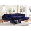 Bella Esprit Velvet Fabric Reversible Sectional with Storage Ottoman in Blue