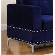 Bella Esprit Velvet Fabric Reversible Sectional with Storage Ottoman in Blue