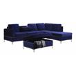 Bella Esprit Velvet Fabric Reversible Sectional with Storage Ottoman in Blue