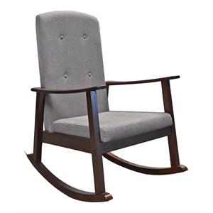 Bella Esprit Wood Rocking Chair with Woven Fabric Cushion in Espresso/Gray