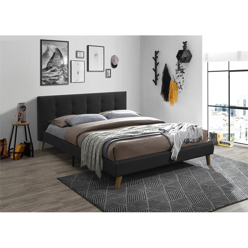 Bella Esprit Solid Wood/ Fabric Tufted Upholstered Queen Bed in Gray