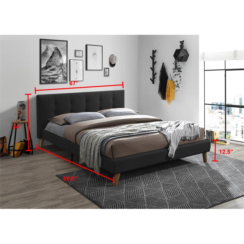Bella Esprit Solid Wood/ Fabric Tufted Upholstered Queen Bed in Gray