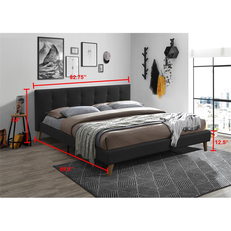 Bella Esprit Solid Wood/ Fabric Tufted Upholstered King Bed in Gray