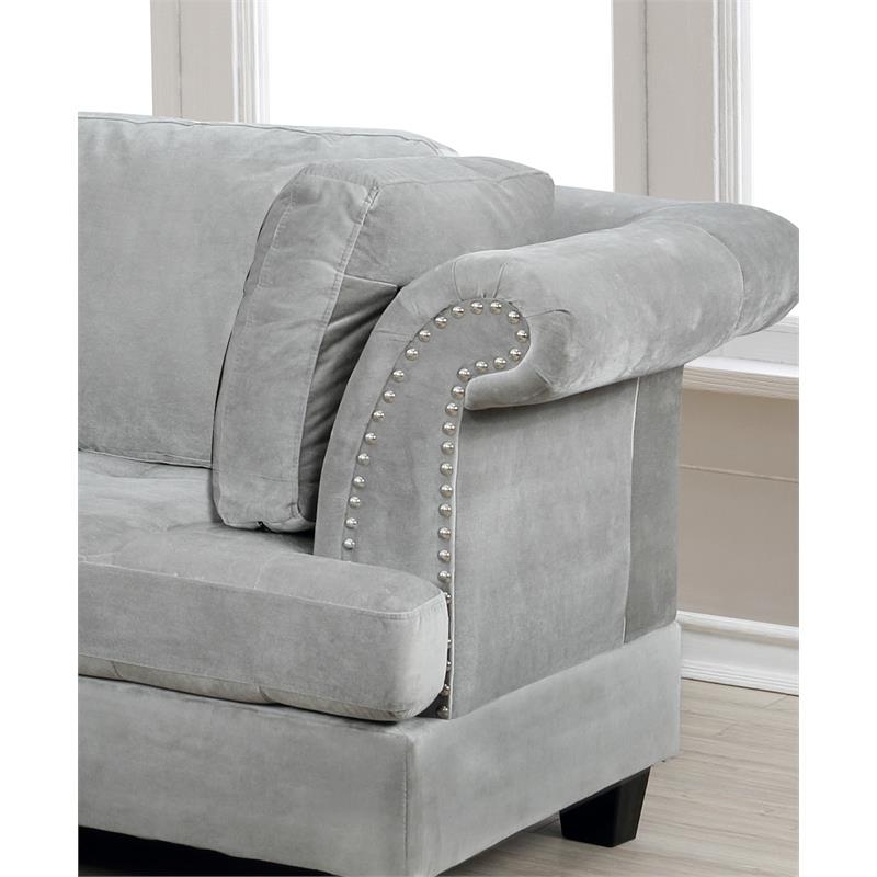 Bella Esprit Fabric Reversible Sectional with Storage Ottoman in Gray