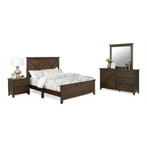 Bella Esprit 4-piece Traditional Solid Wood Panel Bedroom Set in Brown