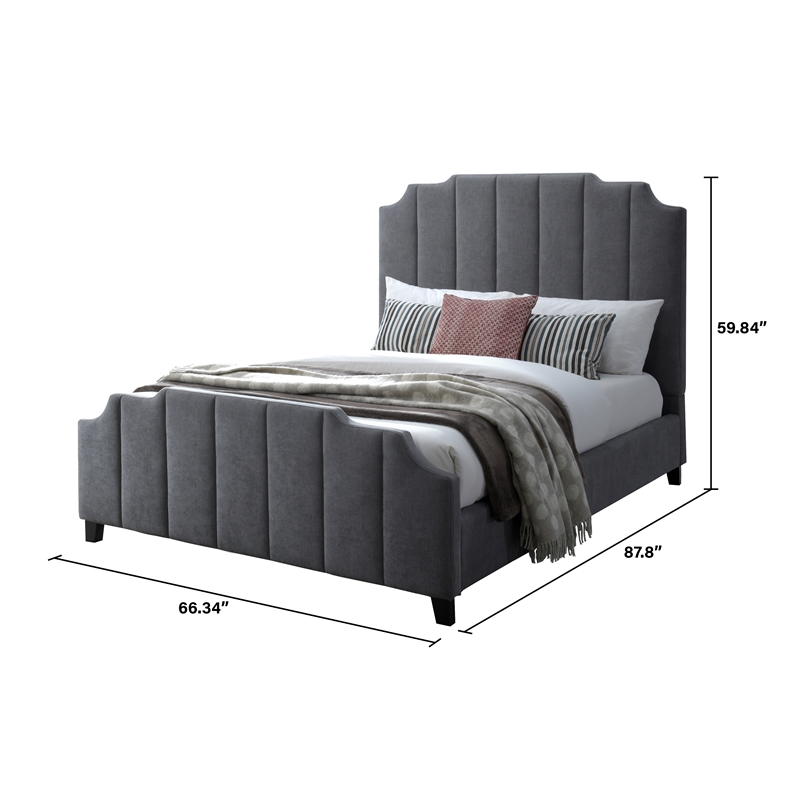 Reve & Bella Contemporary Channeled Woven Chenille Bed Queen Gray