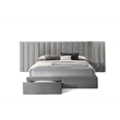 Reve & Belle King Size Velvet continuous spread Headboard with Footboard Gray