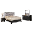 Reve & Belle Crystal Tufted with LED lightning 4pc Queen Bedroom Set in Black