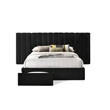 Reve & Belle Queen Size Velvet continuous spread Headboard with Footboard Black