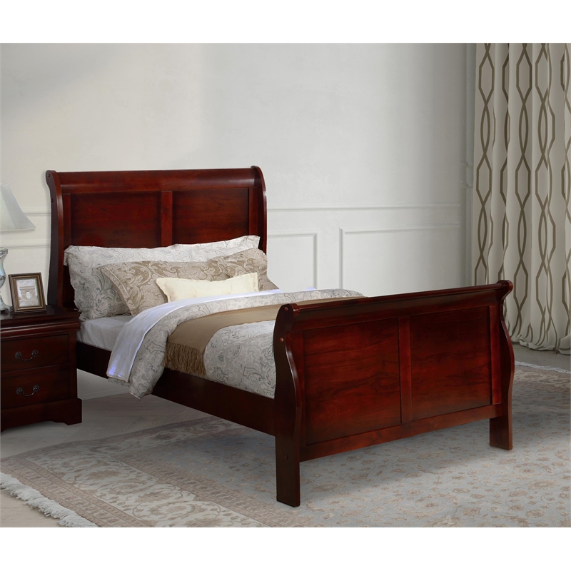 Bella Esprit Full Size Sleigh Bed Solid & Manufactured Wood Cherry