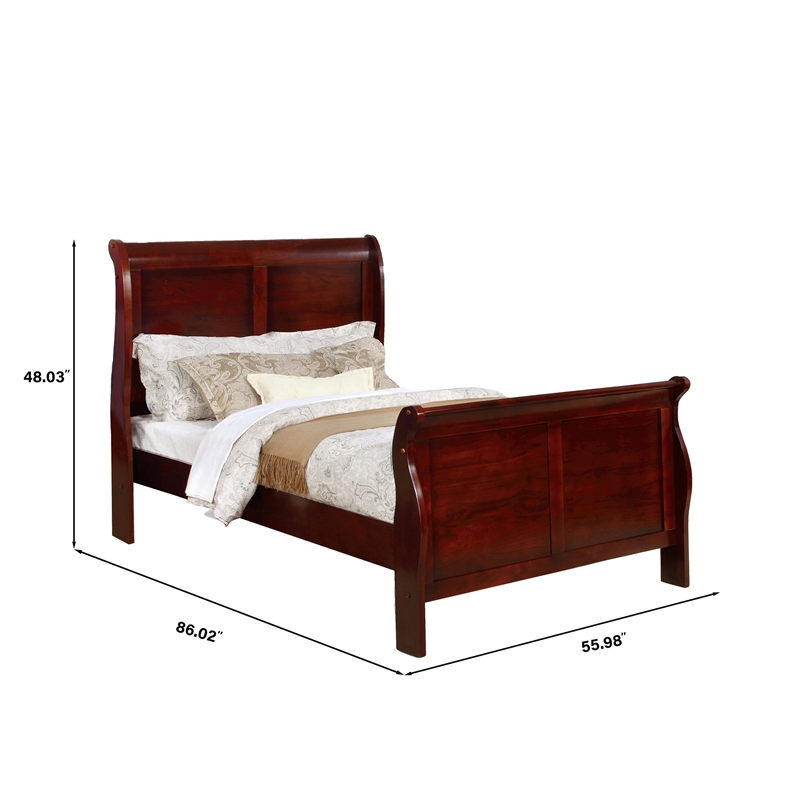 Bella Esprit Full Size Sleigh Bed Solid & Manufactured Wood Cherry