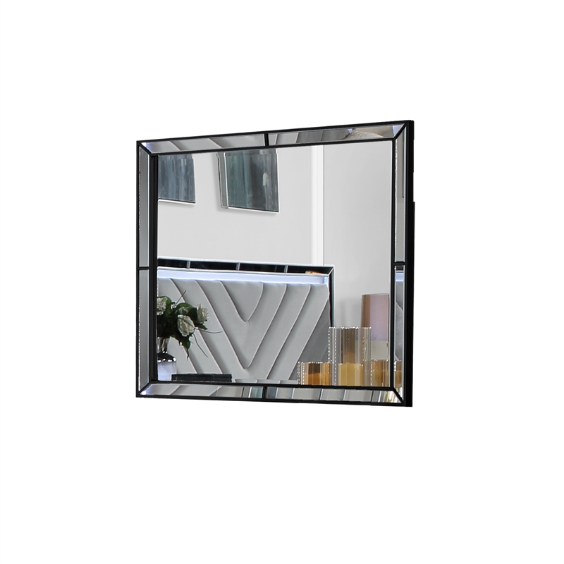 Reve & Belle Dresser & Mirror Solid & Manufactured Wood Black