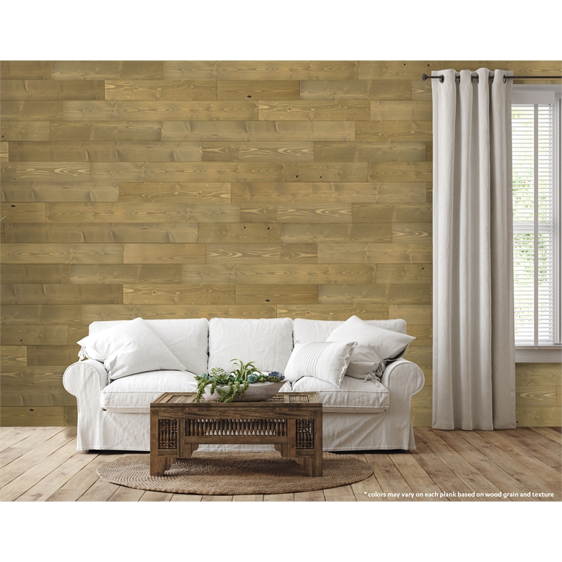 Bella Peel and Stick Solid Wood Wall Paneling Assorted Length 5inch Width 95sqFt