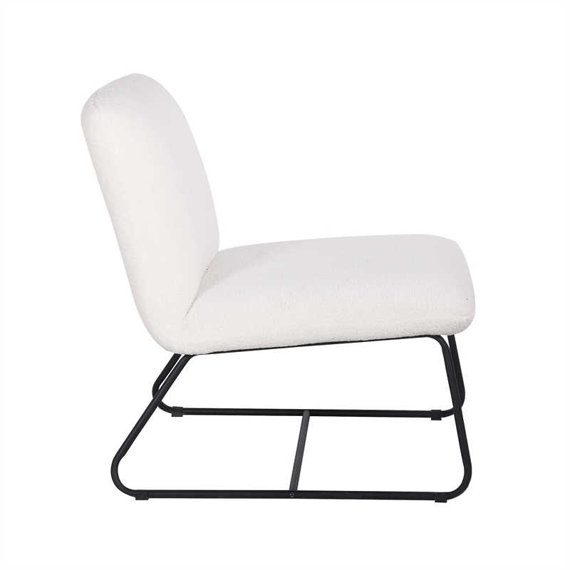 White Plush Fabric Accent Chair in White