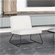 White Plush Fabric Accent Chair in White
