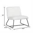 White Plush Fabric Accent Chair in White
