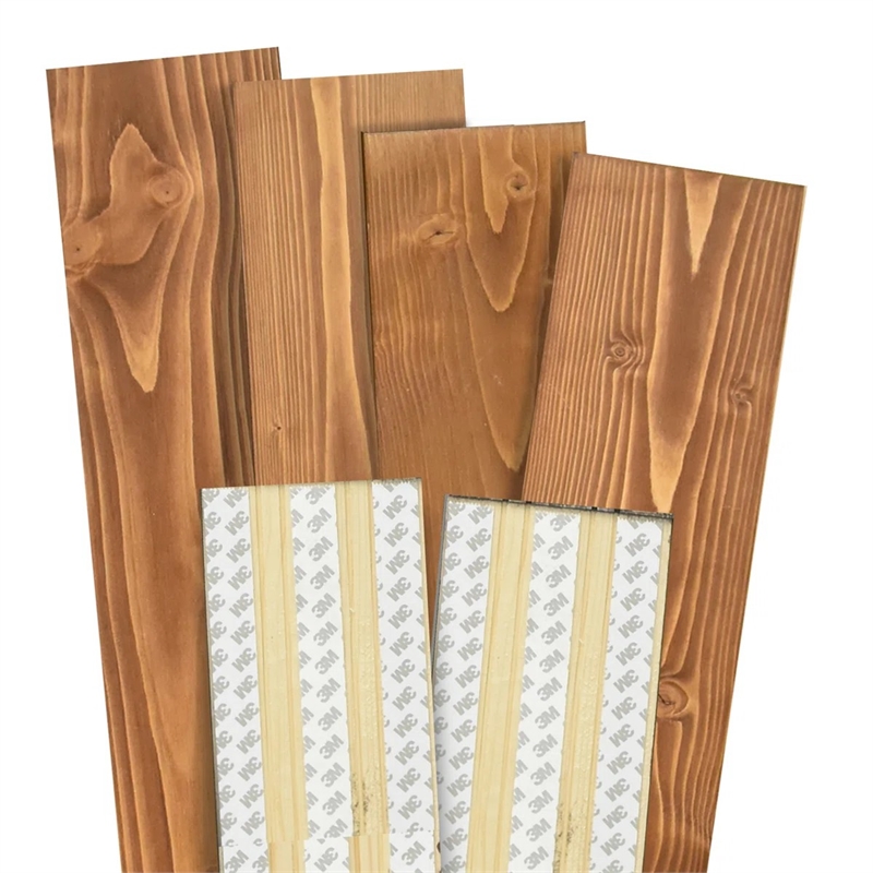 Decorative Solid Wood Wall Panel with Adhesive 3M Tape Reclaimed Pine 95sqft