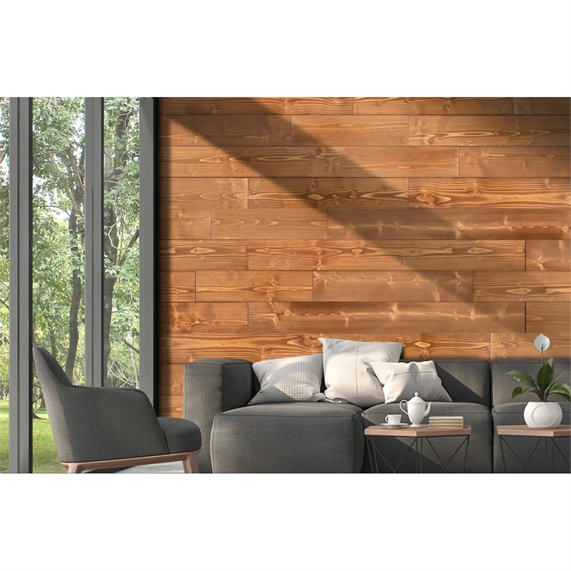 Decorative Solid Wood Wall Panel with Adhesive 3M Tape Reclaimed Pine 95sqft