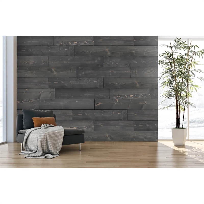 Decorative Solid Wood Wall Panel with Adhesive 3M Tape Ash Gray 95sqft