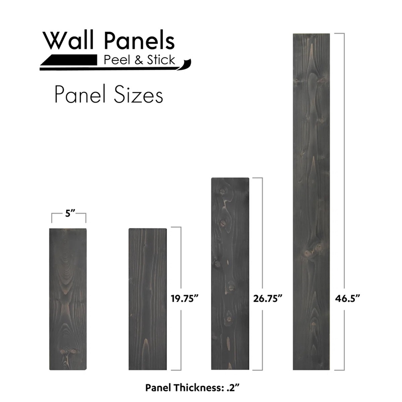 Decorative Solid Wood Wall Panel with Adhesive 3M Tape Ash Gray 95sqft