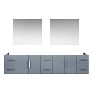 Lexora Home Geneva 84&quot Double Vanity with LED Mirrors in Dark Gray