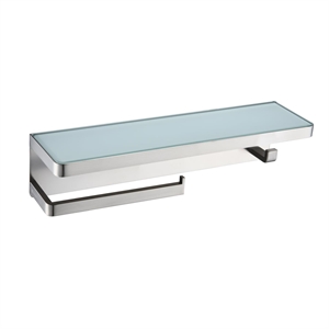 Lexora Home Bagno Bianca Stainless Steel Shelf with Towel Bar in Brushed Nickel