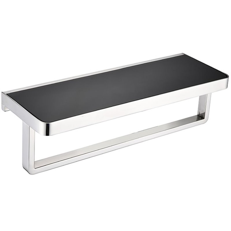 Lexora Home Bagno Bianca Stainless Steel Shelf with Towel Bar in Chrome