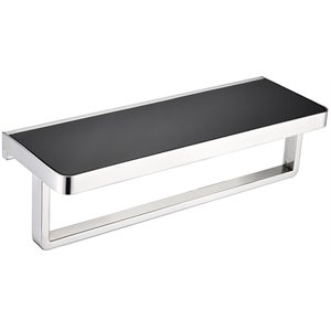 Lexora Home Bagno Bianca Stainless Steel Shelf with Towel Bar in Chrome