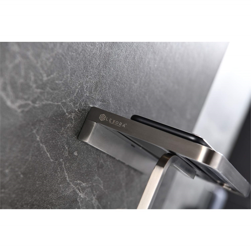Lexora Home Bagno Bianca Stainless Steel Shelf with Towel Bar in Gun Metal