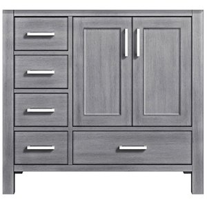 Lexora Home Jacques 36&quot Vanity Cabinet in Distressed Gray