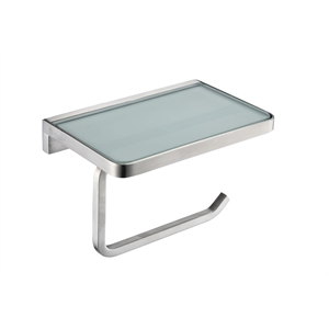 Lexora Home Bagno Bianca Stainless Steel Shelf with Holder in Brushed Nickel