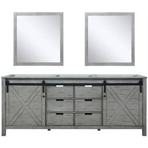 Lexora Home Marsyas 80&quot Double Vanity with Mirrors in Ash Gray