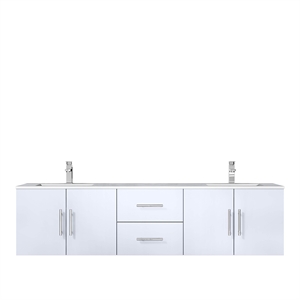 Lexora Home Geneva 72&quot Carrara Marble Top Double Vanity in Glossy White