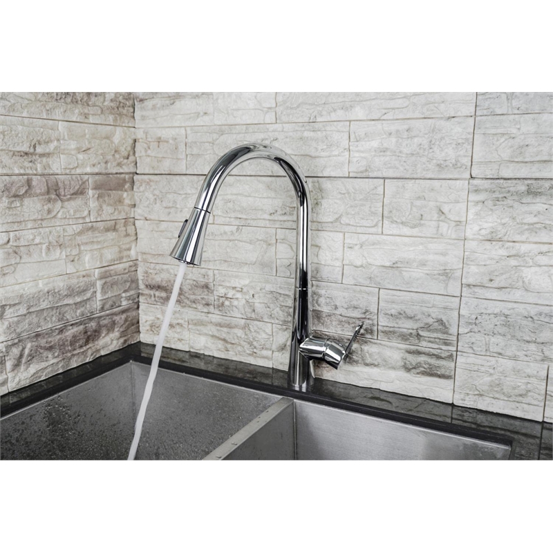 Lexora Home Furio Brass Kitchen Faucet with Pull Out Sprayer in Chrome