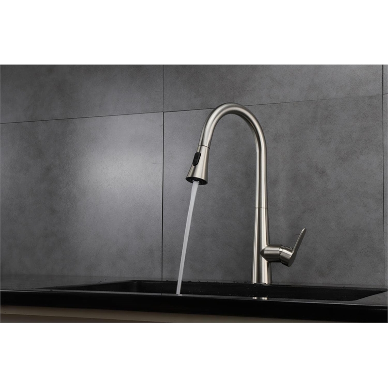 Lexora Home Furio Brass Kitchen Faucet with Pull Out Sprayer in Chrome