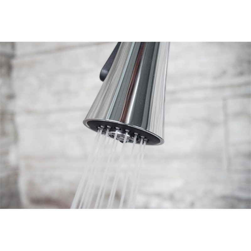 Lexora Home Furio Brass Kitchen Faucet with Pull Out Sprayer in Chrome