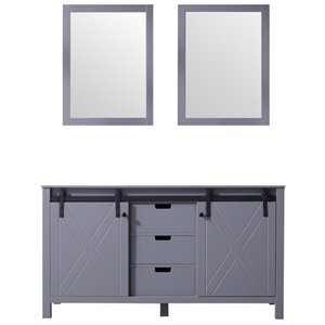 Lexora Home Marsyas 60&quot Double Vanity with Mirrors in Dark Gray